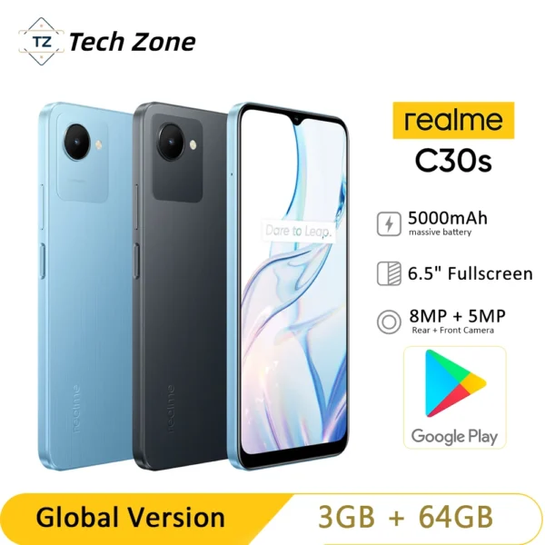 Realme C30s Smartphone Vers o Global de Tela Cheia Celular Bateria 5000mAh 6 5 Octa Core